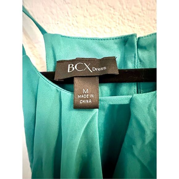 NWT BCX Juniors Women's blue/green Belted Pullover Chiffon Halter Fit & Flare Dr - Picture 7 of 13